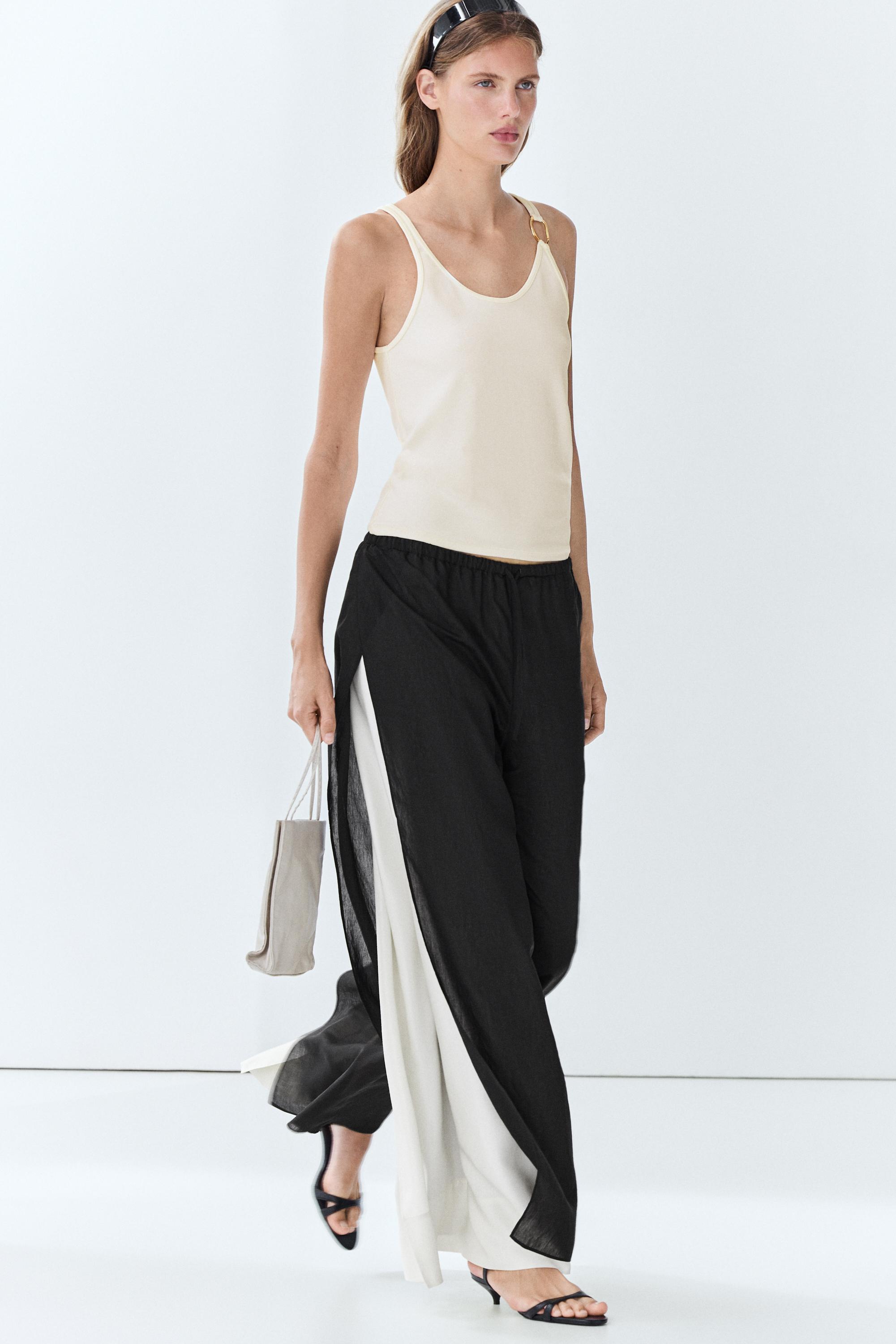 Flowing wide-leg pants with darts - co-ord
